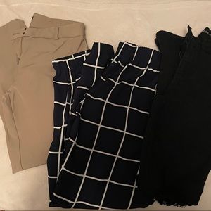 3 Pairs of Express Pants - Black Jeans (4), Work Pants (s), and Khakis (6)